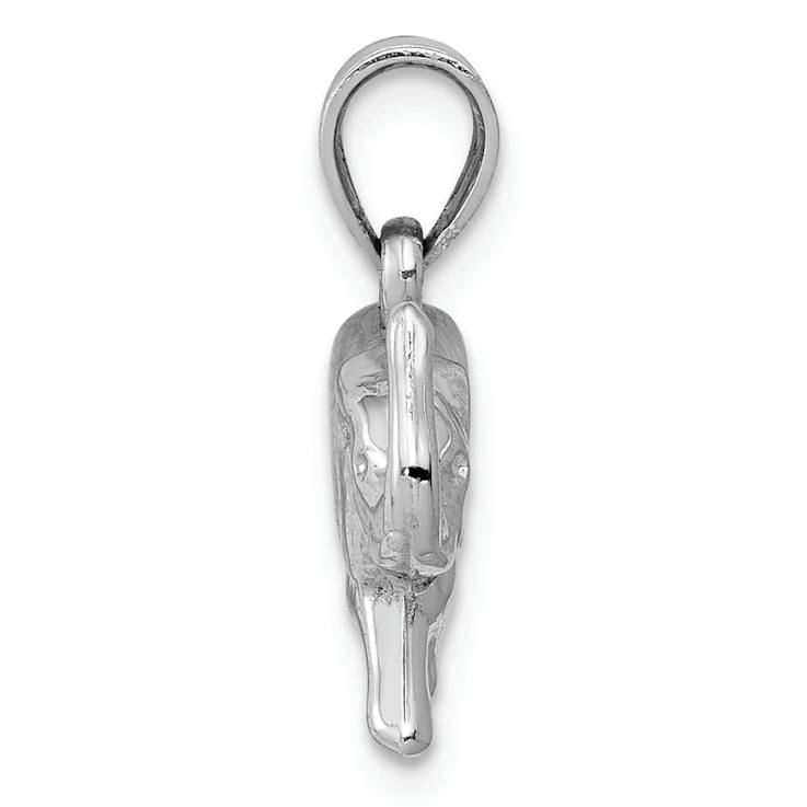 Rhodium Over 14k White Gold 3D Polished Elephant Pendant
