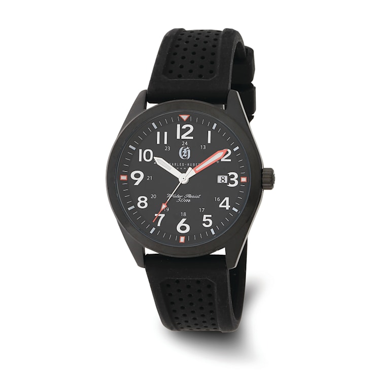 Charles Hubert Black IP-plated Stainless Steel Black Dial Watch