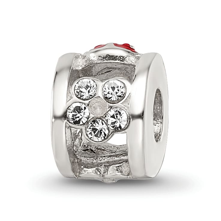 Sterling Silver Enamel Preciosa Crystal Ladybug Bead