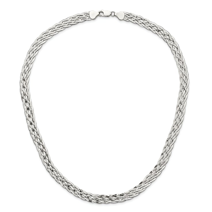 Sterling Silver 6.75mm Braided Fancy Necklace