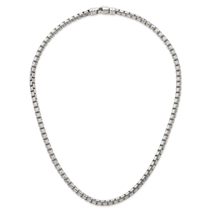 Rhodium Over Sterling Silver Polished 5.0mm Box 16 Inch Chain