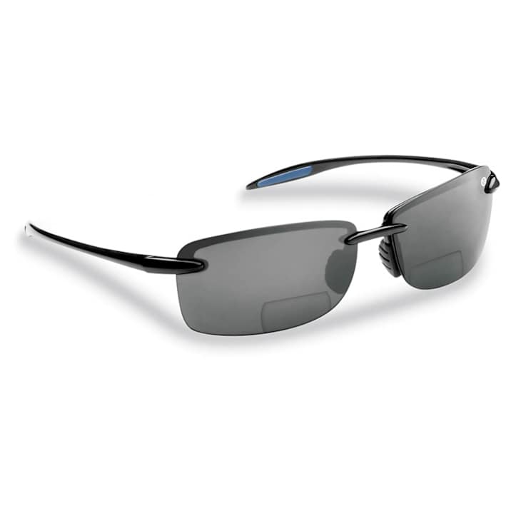 Flying Fisherman Cali Polarized Sunglasses Glossy Black Frame, Smoker
Lens, Bifocal Reader +1.50