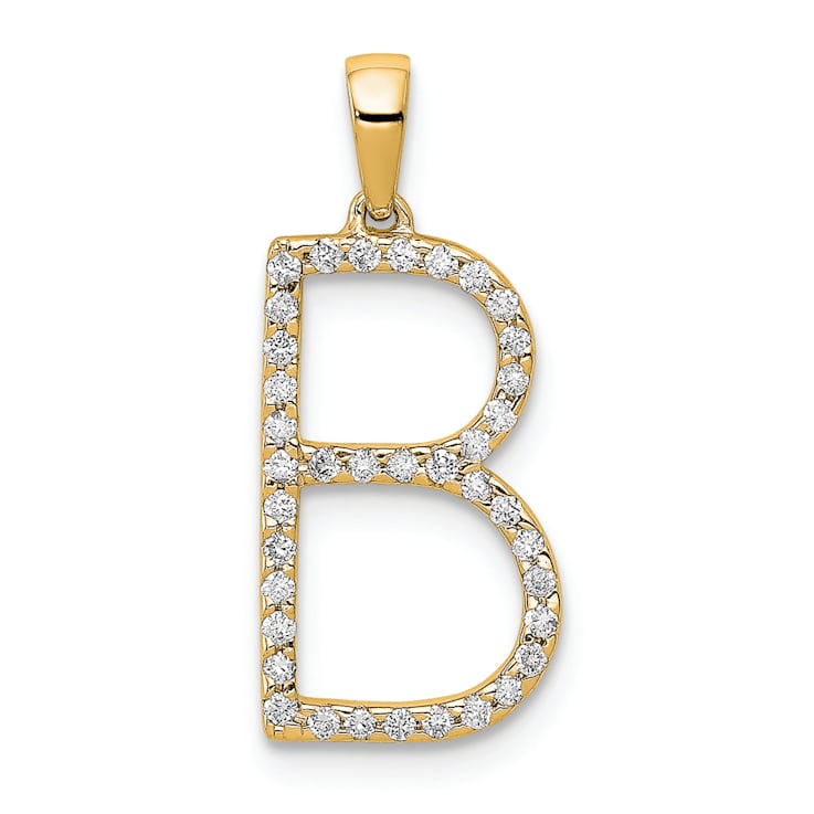 14K Yellow Gold Diamond Letter B Initial Pendant - 18G53AB