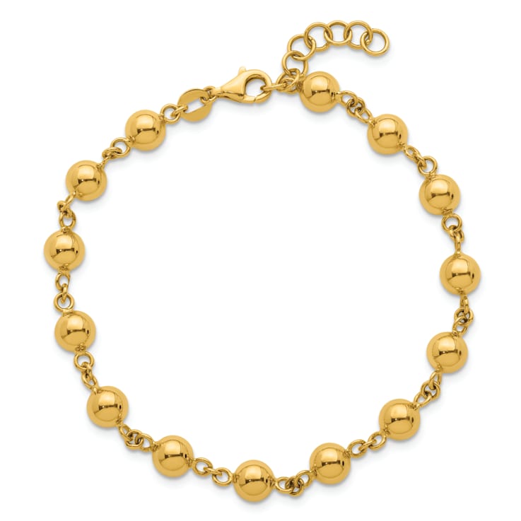 14K Yellow Gold 6mm Bead 7.5-inch Bracelet