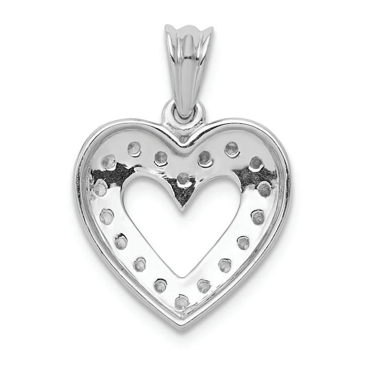 Rhodium Over 14k White Gold Diamond Heart Pendant