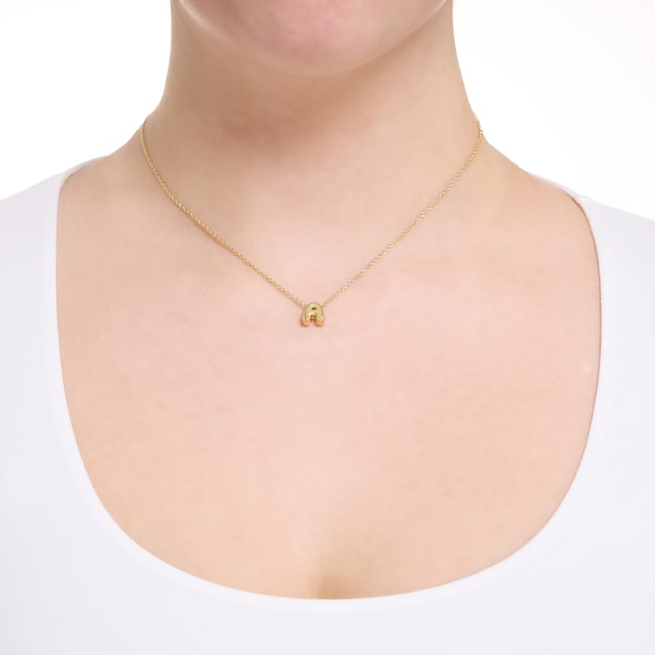 CZ Initial A Tennis Necklace And Pendant Set In 14K Gold Over Brass 4.05ctw