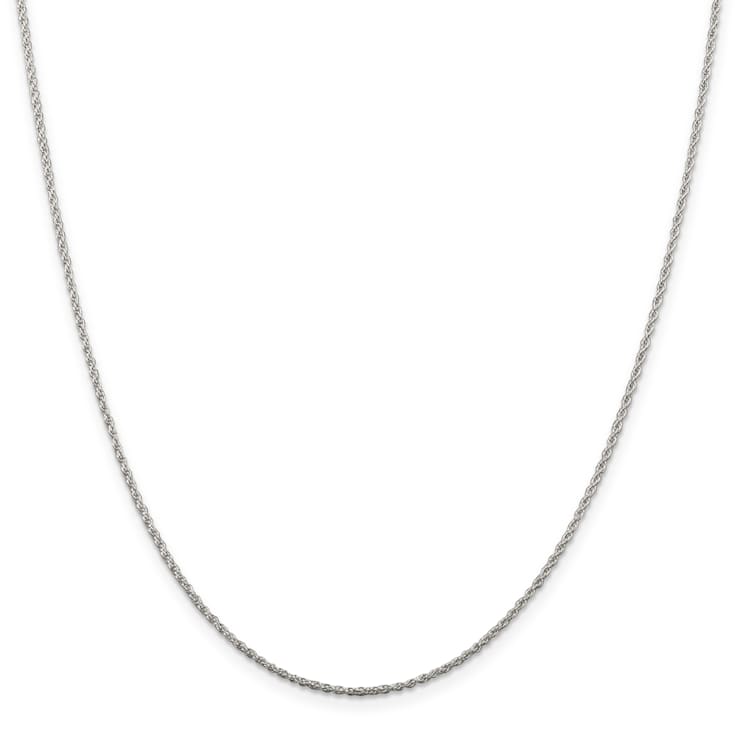 Rhodium Over Sterling Silver 1.3mm Loose Rope Chain with 2 Inch
Extension Necklace