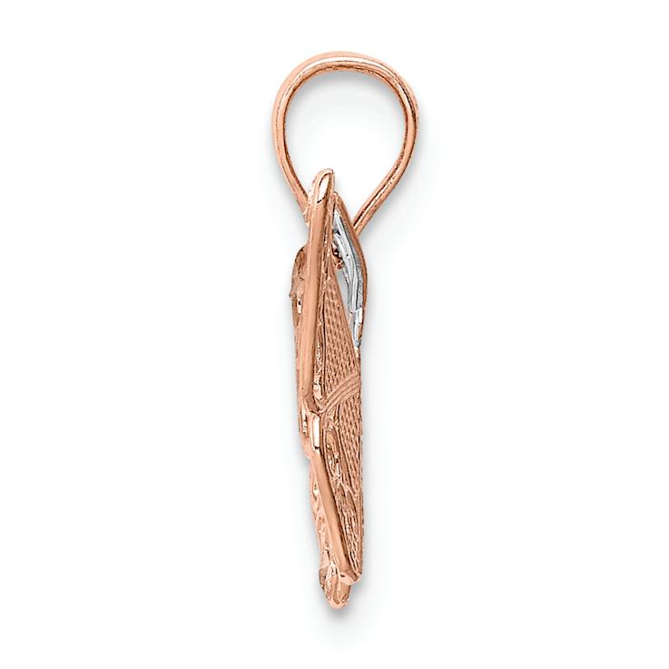 14K Two-tone Gold  Diamond-Cut Butterfly Pendant