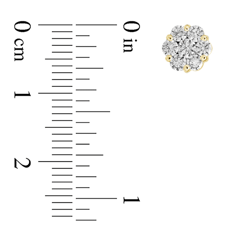 0.75cttw Diamond Cluster Earring set in 14k Yellow Gold