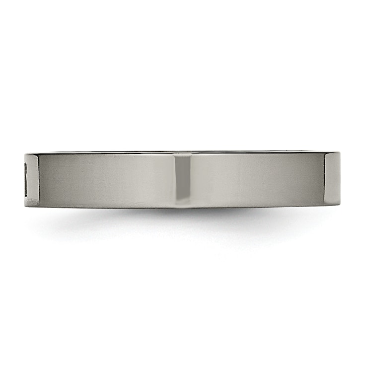 White Cubic Zirconia Titanium 4mm Men's Band Ring