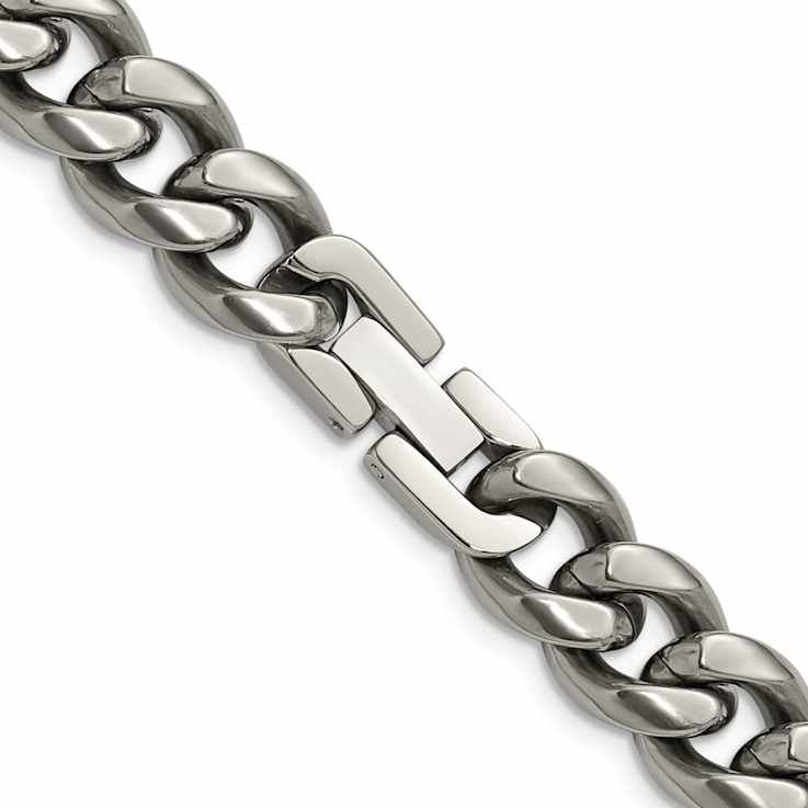 Titanium 10mm Solid Polished Curb 24 Inch Chain