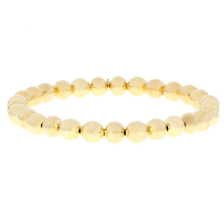 Beaded Stretch Bracelet Set Of 3 In 18K Gold Over Bronze