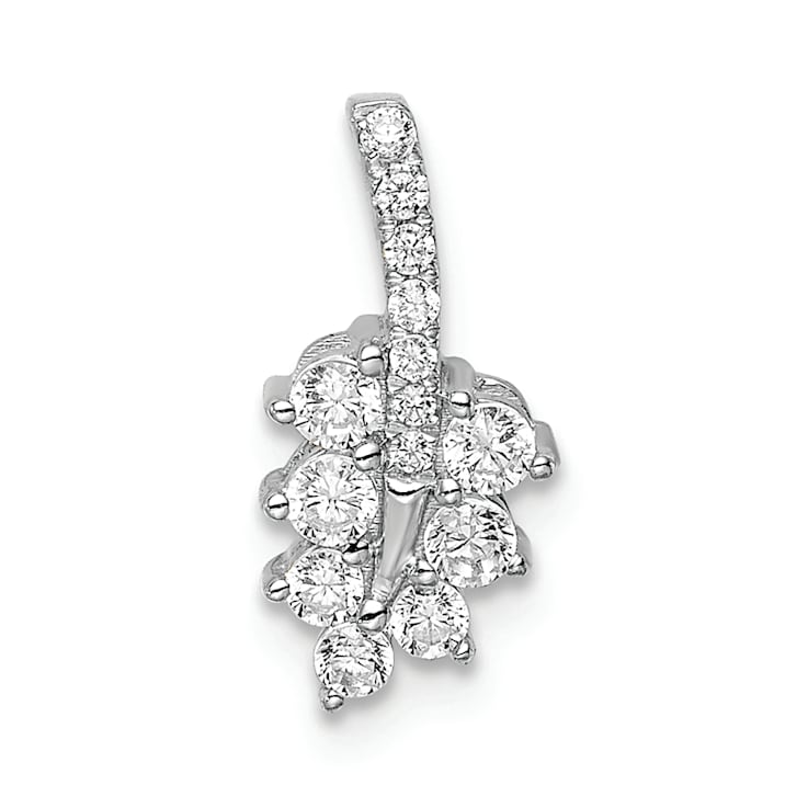 Rhodium Over 14K White Gold Lab Grown Diamond SI1/SI2, G H I, Small Leaf
Chain Slide 0.25ctw