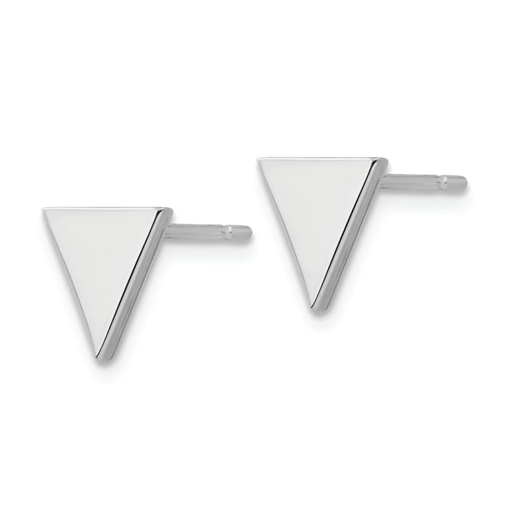 Rhodium Over 14k White Gold 8mm Triangle Stud Earrings