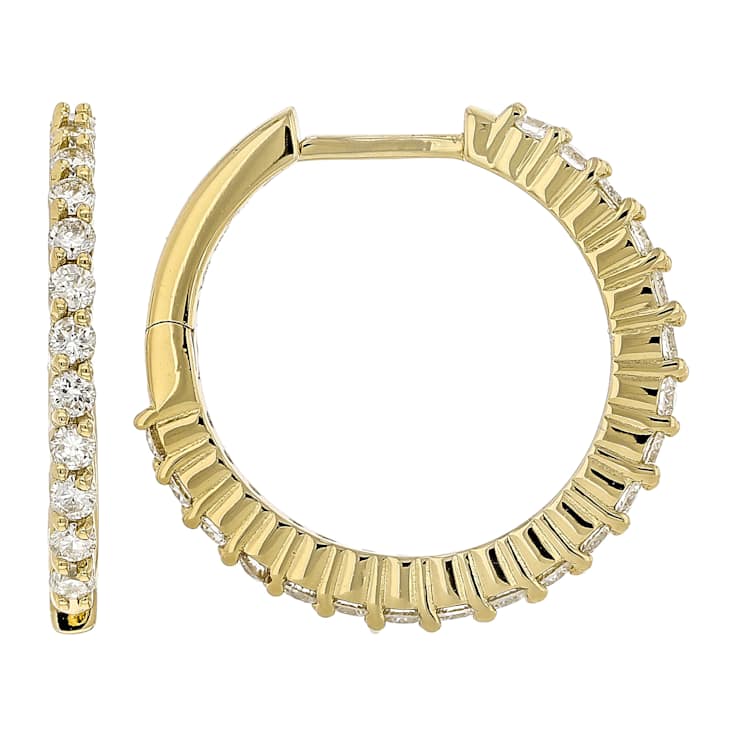 Lab-Grown Diamond Huggie and Hoop Earring Set in 14K Gold Over Sterling Silver
