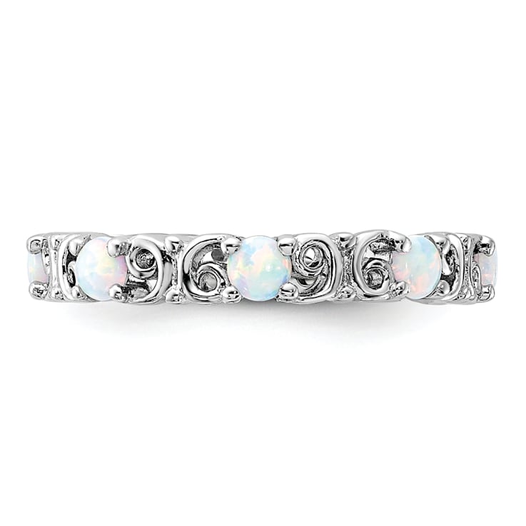 Sterling Silver Stackable Expressions Lab Created Opal Ring 0.44ctw