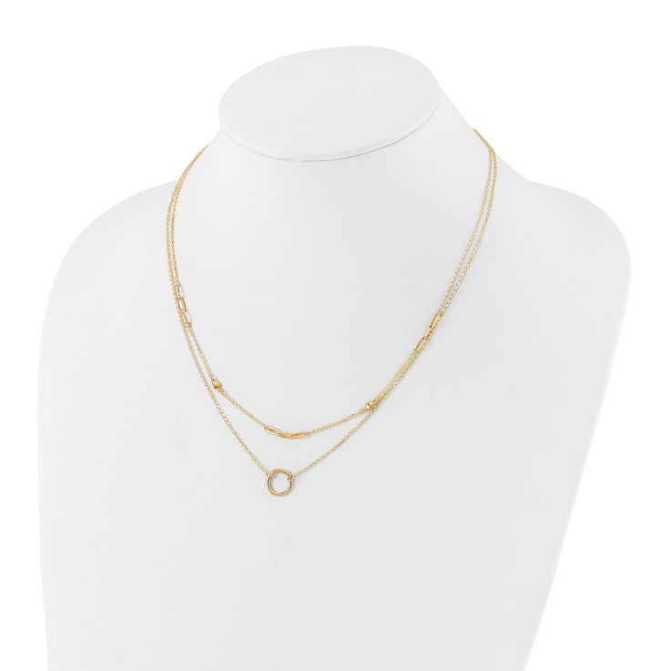 14K Yellow Gold Polished Double Layer Necklace