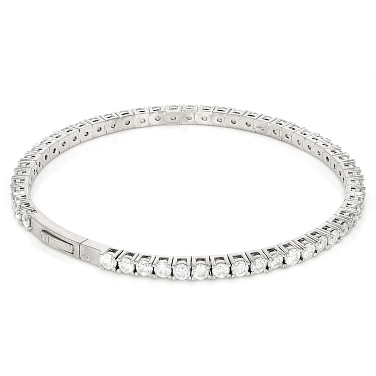 Moissanite Flex Bangle Bracelet In Platinum-Enhanced Sterling Silver