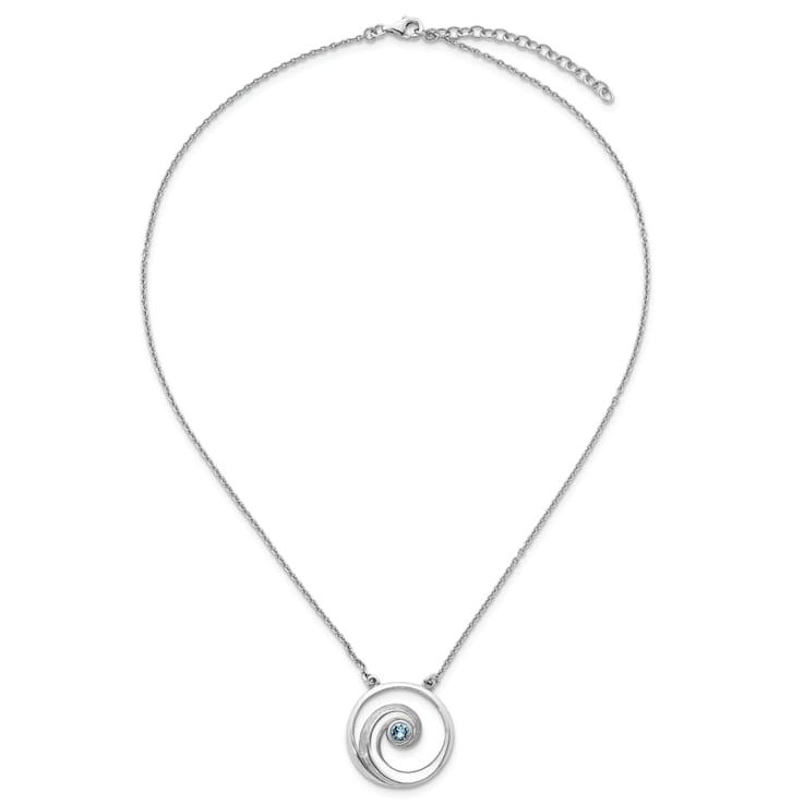 Rhodium Over Sterling Silver Crystal Wave 16 + 2 Inch Extension Necklace