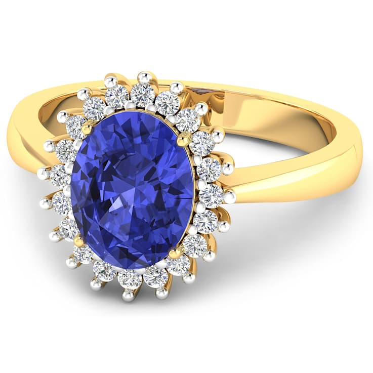 1.28ctw Violet Tanzanite and Diamond 14K Yellow Gold Halo Ring