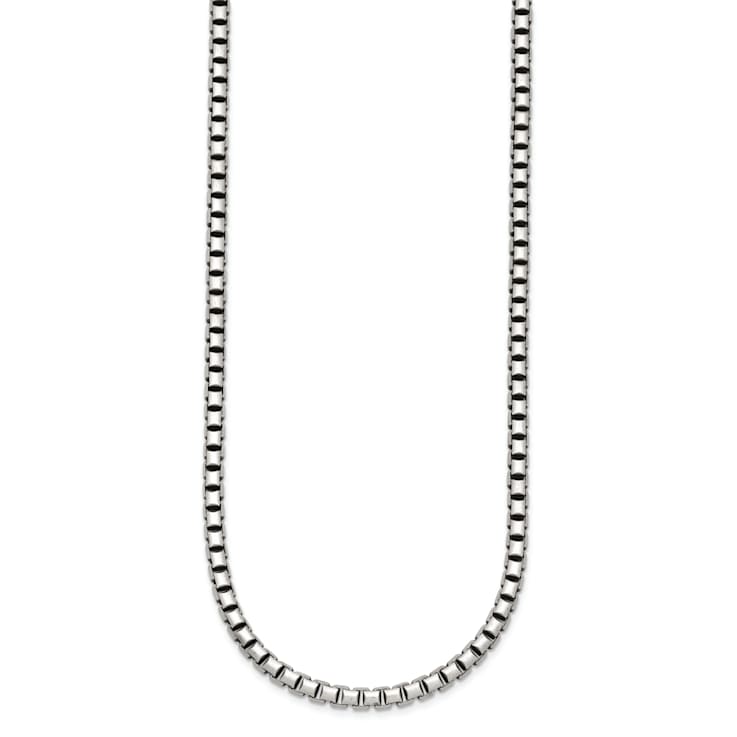 Sterling Silver Antiqued and Satin 4.0mm Box 16 Inch Chain