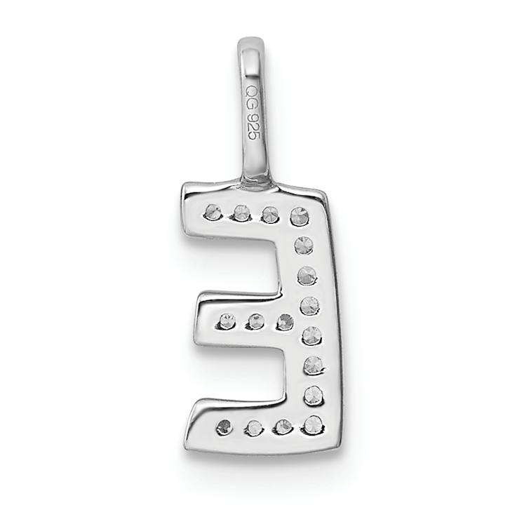 14K White Gold Diamond Letter E Initial Pendant