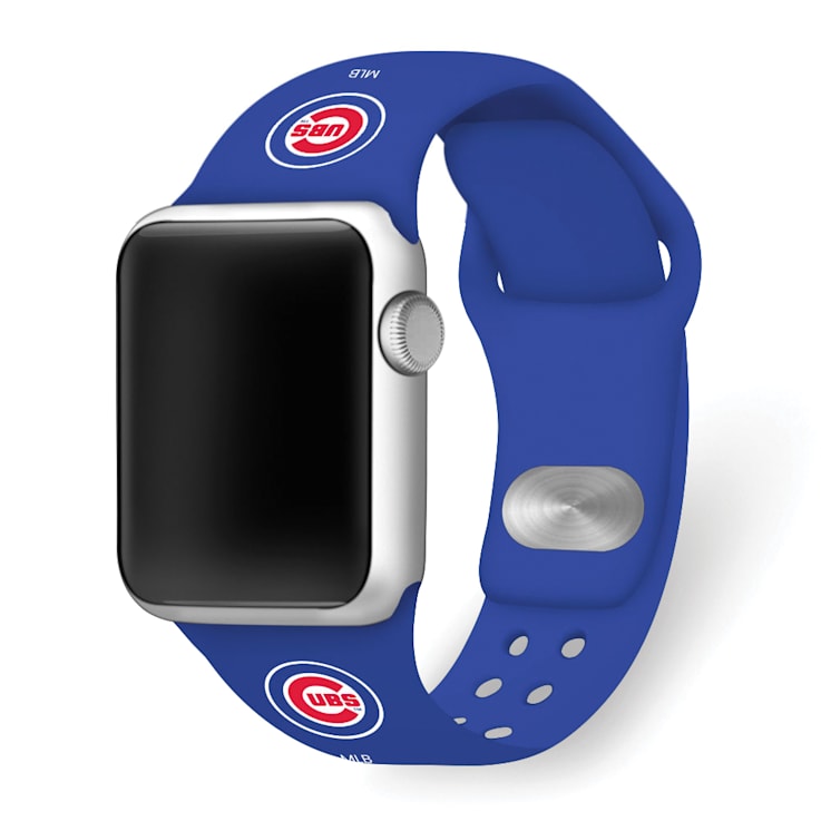 Gametime MLB Chicago Cubs Blue Silicone Apple Watch Band (42/44mm M/L).
Watch not included.