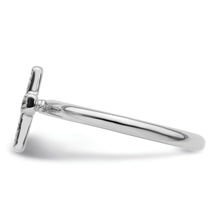 Rhodium Over Sterling Silver Stackable Expressions Marcasite Cross Ring