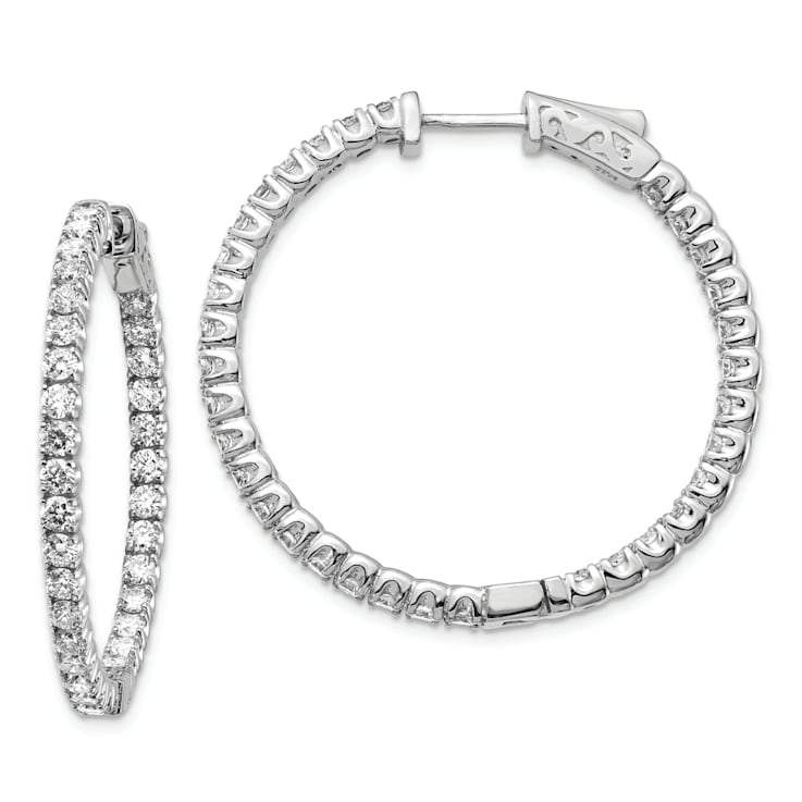 Rhodium Over 14K White Gold Oro Spotlight Lab Grown Diamond SI+, H+,
Hoop with Safety Clasp Earrings