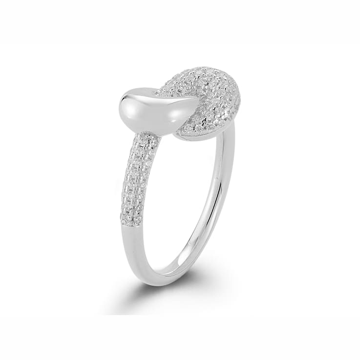 CZ Half Pave Knot Ring In Sterling Silver