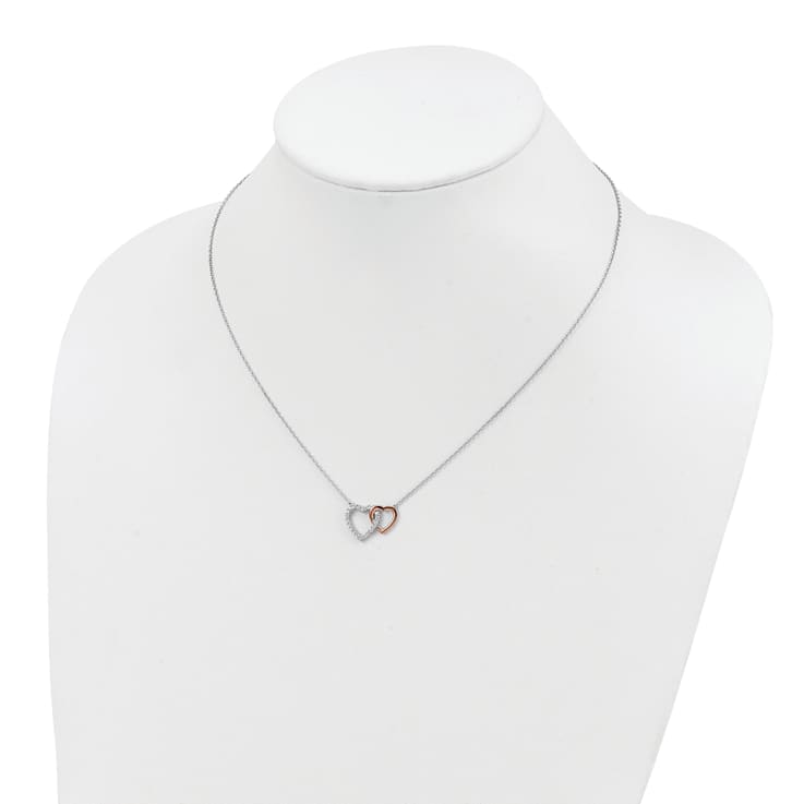 14K Two-Tone Lab Grown Diamond VS/SI GH, Hearts Pendant Necklace