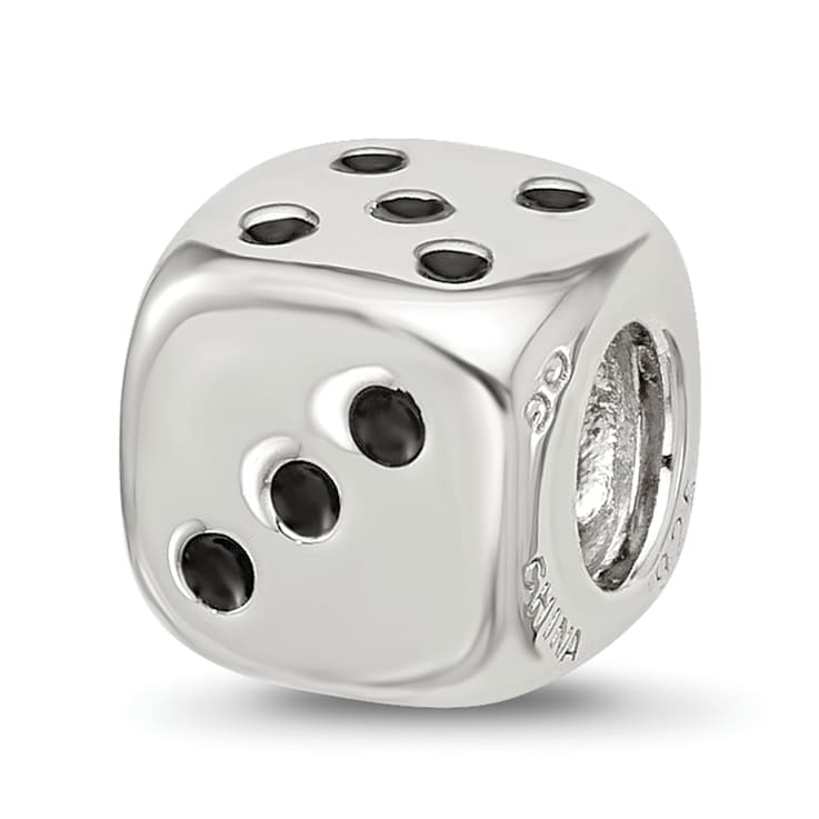 Sterling Silver Enamel 6 Sided Dice Bead