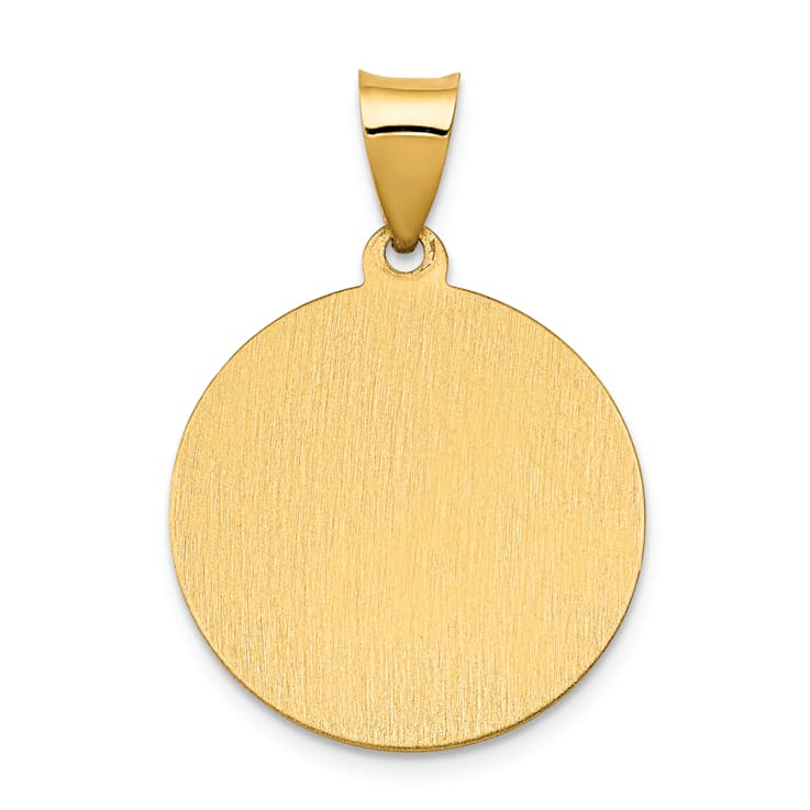 14K Yellow Gold Polished/Satin St. Cecilia Hollow Medal Pendant