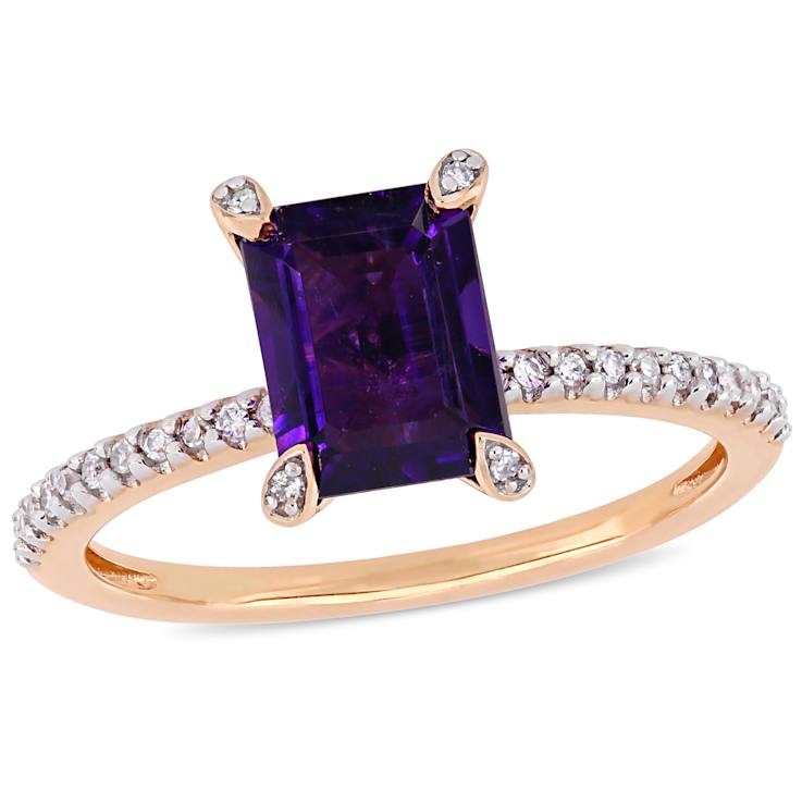 African-Amethyst 10K Rose Gold Ring 1.6ctw