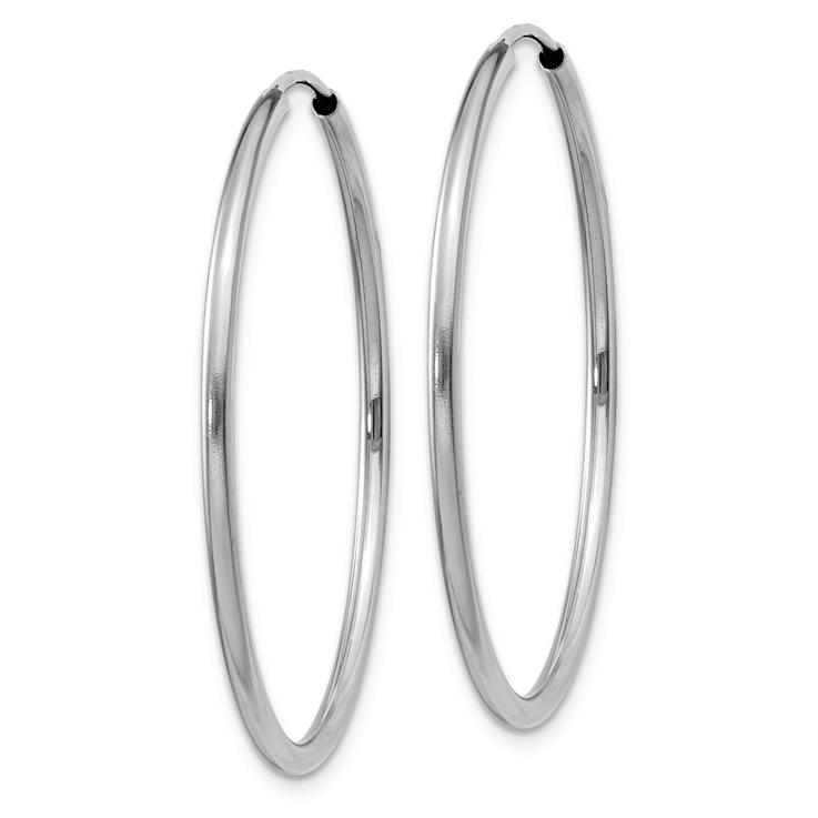 Rhodium Over 14k White Gold Polished 1 3/16" Endless Hoop Earrings