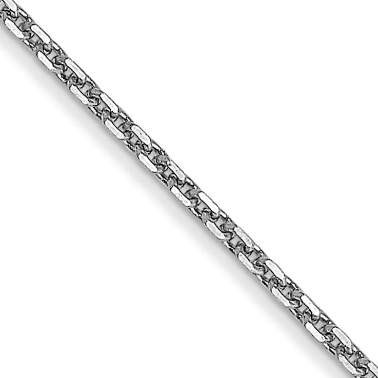 Rhodium Over 14k White Gold 0.95mm Solid Diamond-Cut Cable 26 Inch Chain