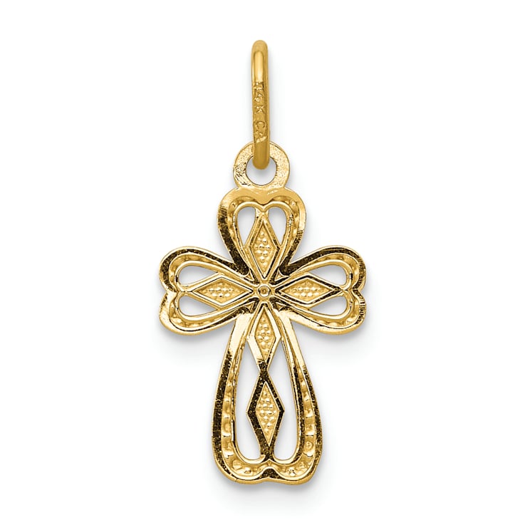 14k Yellow Gold Diamond-Cut and Polished Small Cross Pendant