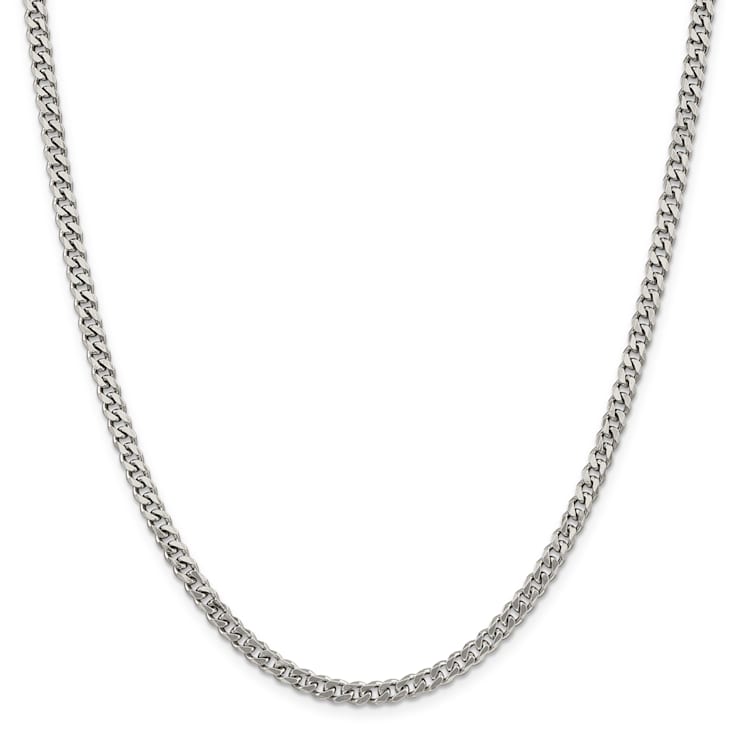 Rhodium Over Sterling Silver 4.5mm Curb Chain Necklace