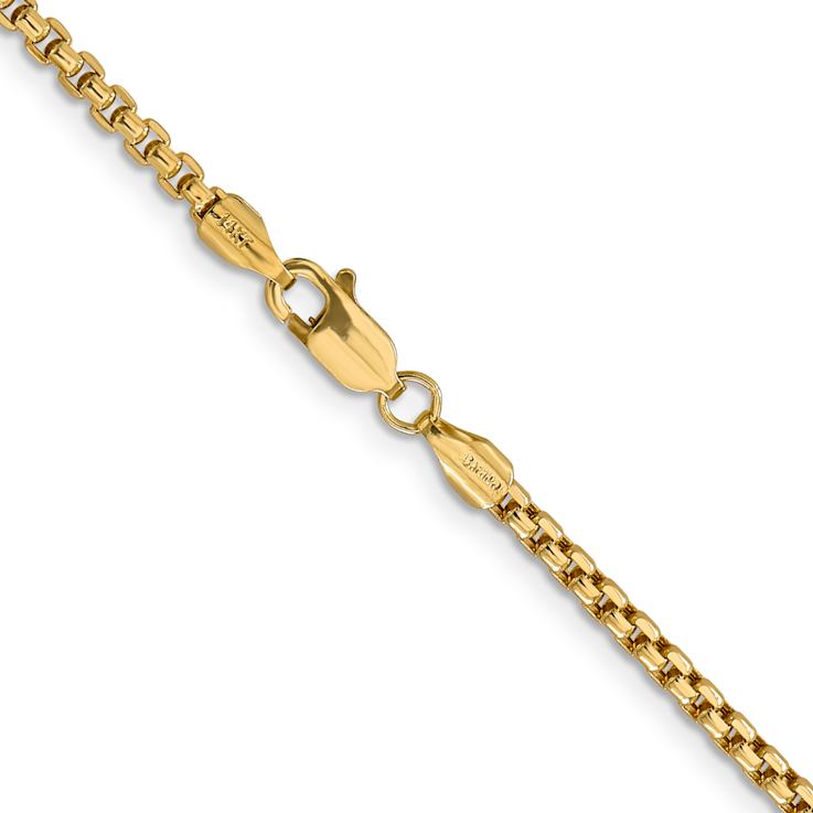 14K Yellow Gold 2.45mm Hollow Round Box Chain 26"