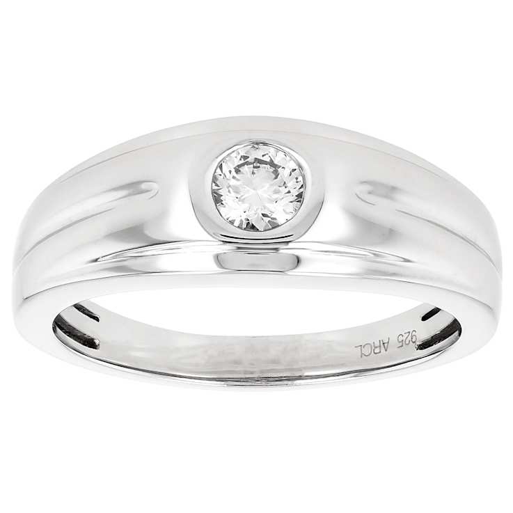 Timeless Lab-Grown Diamond Men's Solitaire Ring In Sterling Silver