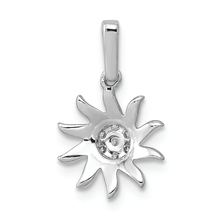 Rhodium Over 14k White Gold Diamond Fancy Sun Pendant