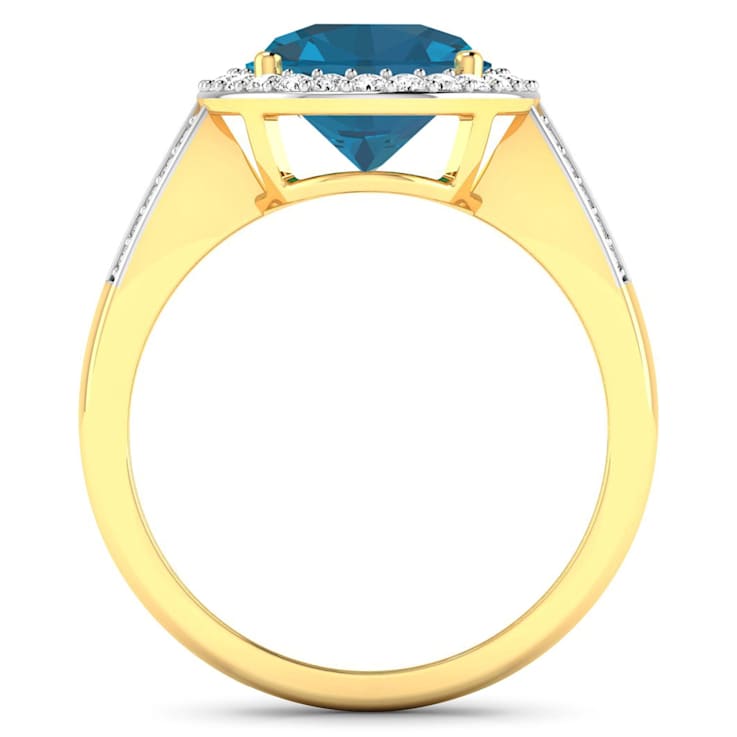 4.09 ctw Oval London Blue Topaz and Diamond 14K Yellow Gold Split Shank
Halo Ring