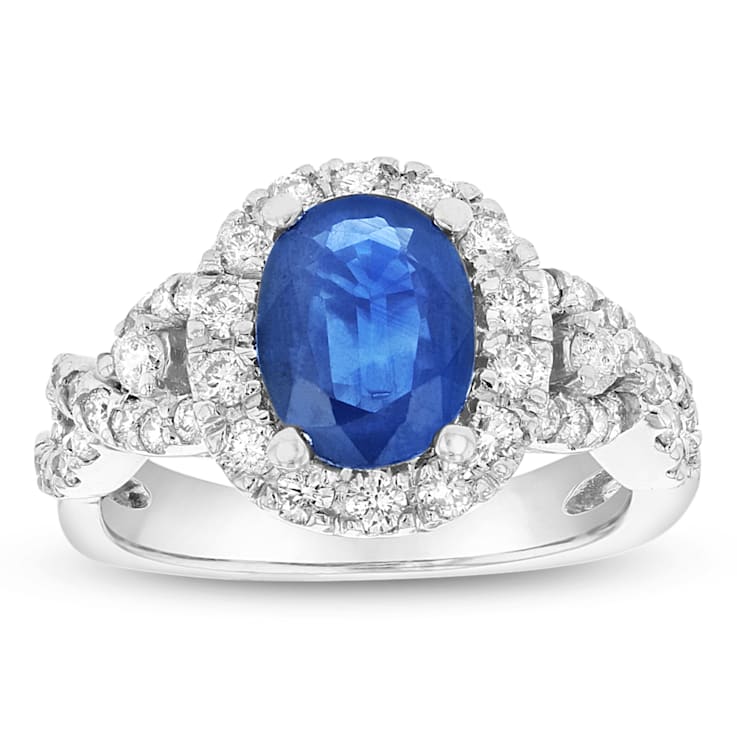 2.50ctw Sapphire and Diamond Ring in 14k White Gold