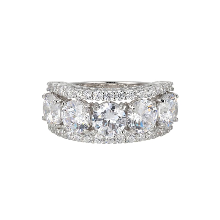 White Cubic Zirconia Platinum Over Sterling Silver Ring 7.95ctw