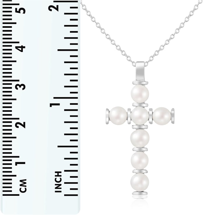 4-5mm White Cultured Freshwater Pearl Sterling Silver Pendant W/Chain