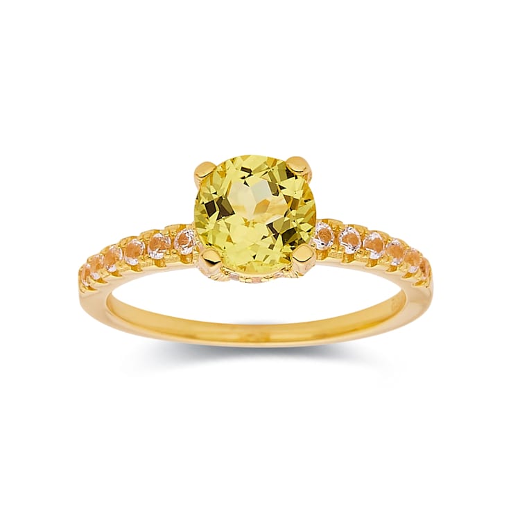Round Lab Created Yellow Sapphire with White Topaz Accents 18K Yellow
Gold Over Sterling Silver Ring