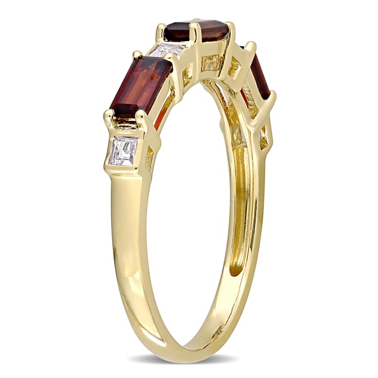 Garnet and White Topaz 10K Yellow Gold Ring 1.18ctw