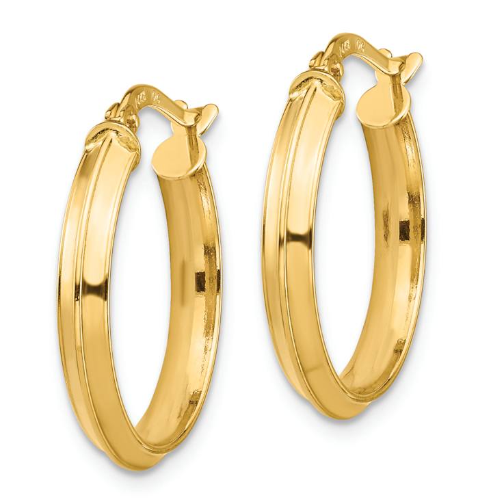 14k Yellow Gold Polished 13/16"Medium Hoop Earrings
