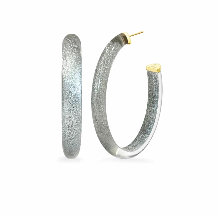 14K Yellow Gold Over Sterling Silver Acrylic and Hand Painted Enamel XL
Oval Illusion Hoops in Pixi