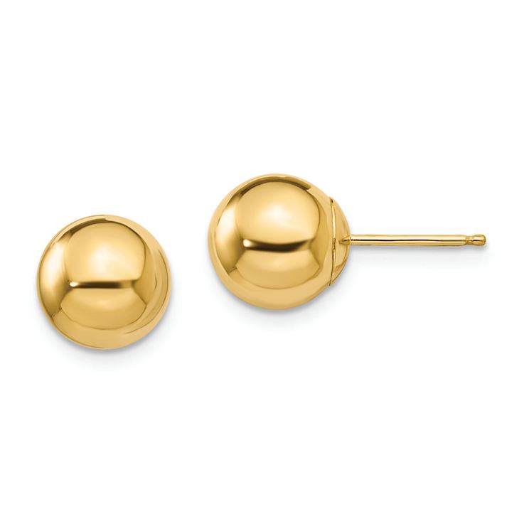 14k Yellow Gold Polished 8mm Ball Stud Earrings